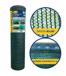 Plasa umbrire 40 g/mp, 2 x 10 m, verde